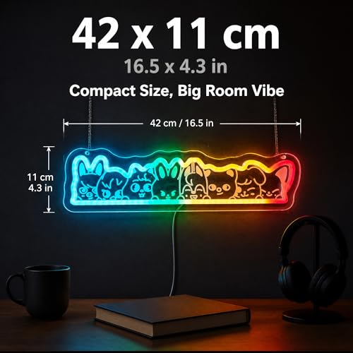 Image of K-Pop LED Neon Sign - K POP Music-Themed Wall Art | 42x11cm (16.5x4.3in), USB-Powered, For Fans, Dorm Bedroom Gaming Setup