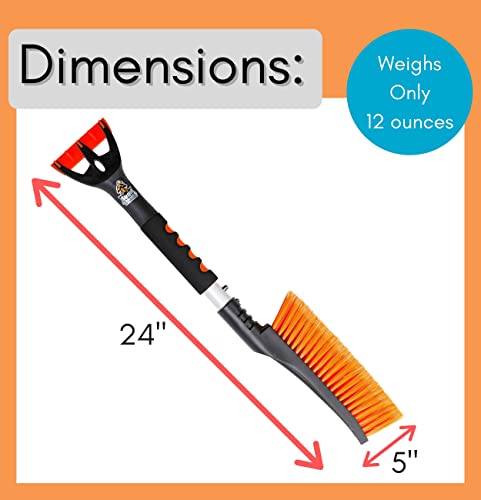 Birdrock Home 24" Snow Brush With Detachable Ice Scraper For Car | 9" Wide Bristle Brush | Size: Car & Small Suv | Lightweight Aluminum Body With Ergonomic Grip #TOP4