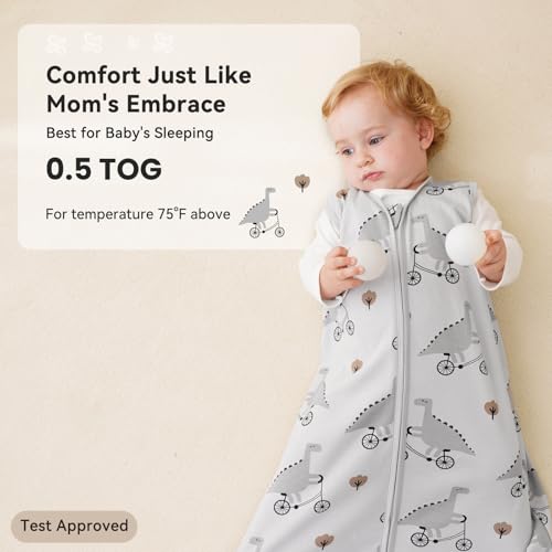 Image of Baby Sleep Sack 0-6 Months 3 Pack 100% Cotton Lightweight 0.5 TOG Wearable Blanket Baby Sleep Bag with 2-Way Zipper for Newborn Infant Pink Apricot Gray Zebra