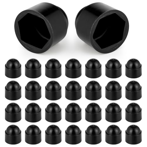 SHENLIU M10 Sechskant Schutzkappen für Schrauben, 30 Stück Schraubenkappen Schwarz, Radschraubenkappen M10 Kunststoffkappen Sechskantmutter Kappe Schutzkappen für Möbel (Schwarz)