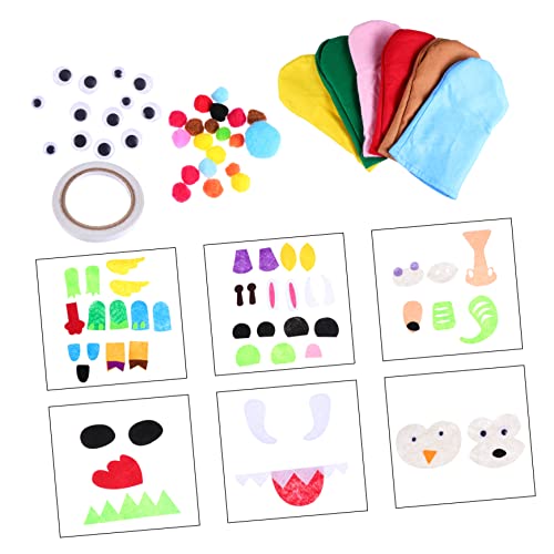 MUSISALY ハンドパペット作りキット 手作りハンドパペット材料 フェルト材料 男の子女の子向け工作 部品付き あらかじめカット済み レントと子供の手作り体験