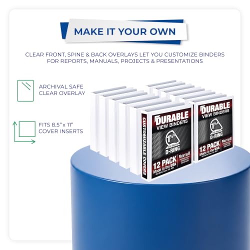 Image of Samsill Durable 1.5 inch 3 Ring Binder, D Ring Binder, 100% Recycled Chipboard, White, 12 Pack