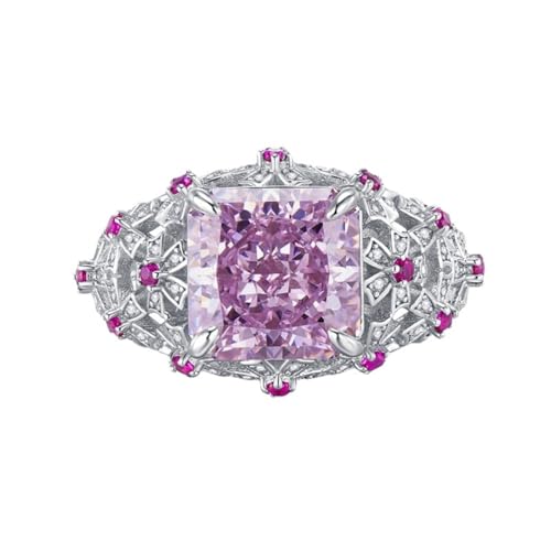 Bagues de fiançailles en argent 925 et oxyde de zirconium rose pour femme