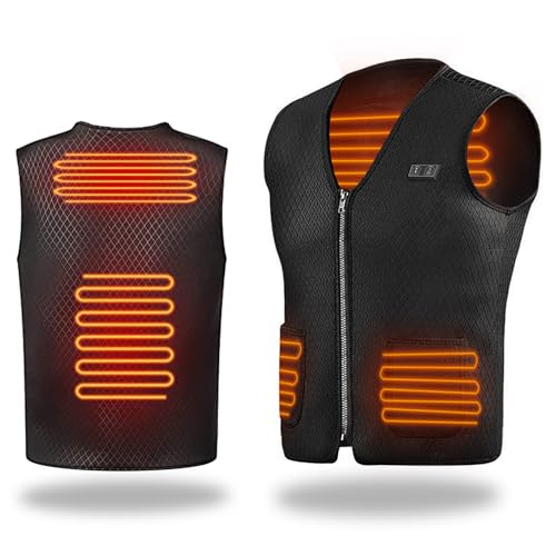 Anluomania Gilet Riscaldato Elettrico Uomo Donna, Giubbotto Riscaldato Uomo, Giacca Riscaldata Elettrico, 3 Livelli di Temperatura 5 zone di riscaldamento, per All'aperto Lavoro, Sci(Batterie non)