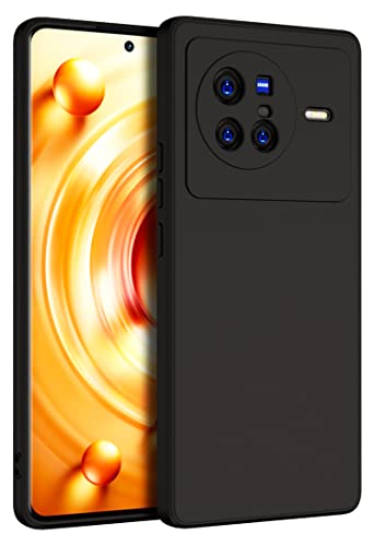 Image of Kapa Matte Lens Protective Shockproof Flexible Back Cover for Vivo X80, Slim Silicone with Soft Lining Shockproof Flexible Full Body Bumper Case (Black)