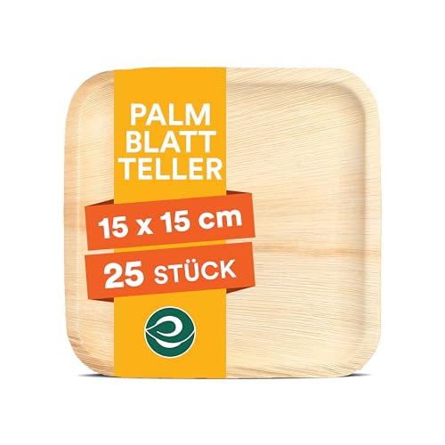 ECO SOUL quadratische Palmblatt-Teller 15 cm (6 Zoll) (25 Stück)...