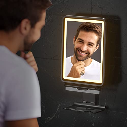 Shower Mirror, 6.2" W X 8" H, Fogless For Shaving With Squeegee To Keep Clean Or Remove Foggy Mess, Two Mounting Solution, Dimmable Lighting (3 Color Setting) Shower Mirror Fogless For Shaving #TOP5