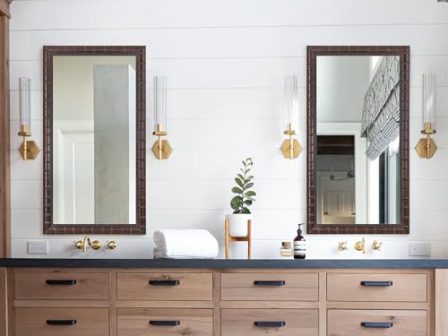 Image of Large Mirrors for Wall Decor, 48'' x 24'' Antique Brozne Wall Mirror with Bamboo-Joint Design, Rectangular Decorative Mirrors for Bathroom, Entryway, Dining Room, Fireplace