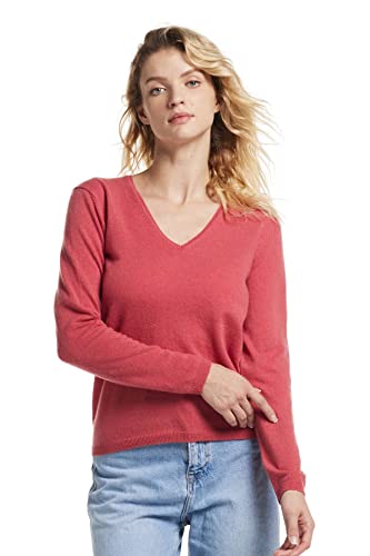 Image of EURKEA Women's V Neck 100% Cashmere Sweater, Long Sleeve Pullover, Winter Top for Women, Gifts Ready