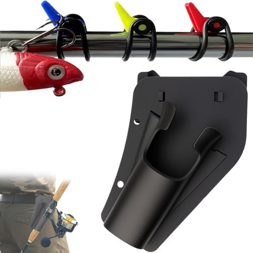 FOWSRHRG Slide-in Fishing Rod Hip Holster with 3PCS Fishing Hook Holders, Adjustable Fish Pole Holster, Hands-Free Rod Holder for Fly & Bank, Quick Draw Waist Belt Inserte Pole Gear