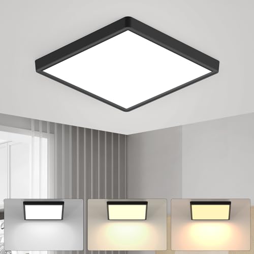 Spots, Reflectores Y Lámparas De Techo, 30 cm Lampara de Techo LED, 24W de forma cuadrada Plafon Modernas de 3000 k a 6500 k,Temperatura de Color Ajustable, Lámpara para Baño Techo Impermeable para...