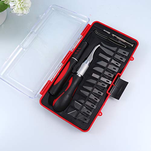 ULTECHVO Kit de ferramentas de entalhe de madeira, 16 peças, facas de detalhes de aço carbono, ferra