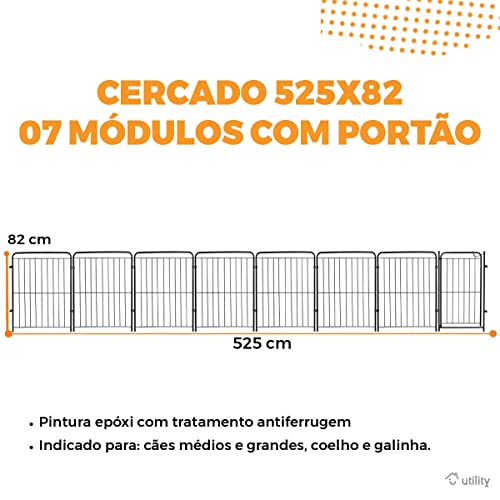 Cercado Para Cachorro Caes Cercadinho Pet Shop 7 Modulos Cor:Preto
