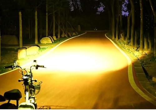 Image of Mini Projector Lens Fog Light Lamp for Motorcycles ? LED Dual Color White & Yellow Lighting (12V, 36W) with On /Off Switch and Battery Powered