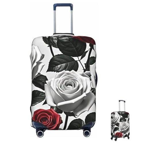 Luggage Cover Washable Elastic Suitcase Covers Black White and Red Roses Travel Baggage Cover Fashion Anti-scratch Suitcase Protector Decoraitve Covers Fits 18-32 Inch Luggages Large