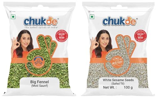 Image of Chukde - Moti Saunf 100 Gm (Pack Of 3) - White Sesame 100 Gm (Pack Of 3) - Whole Spices - Combo Pack
