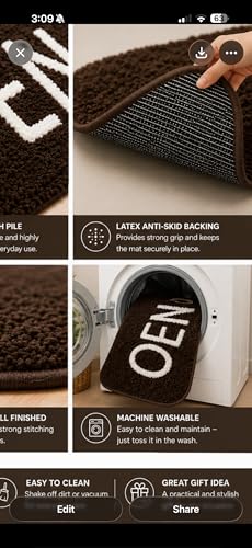 Image of Set of 2 Micro Anti Skid Bath Mat for Home Kitchen, Office, Water Absorbent Machine Washable and Quick Dry Luxury Mats for Bathroom, Kitchen, Entrance. (Brown Open)
