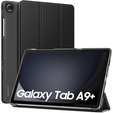 MoKo Case for Galaxy Tab A9+/A9 Plus 11 inch 2023, Slim Stand Protective Smart Cover with Hard PC Translucent Back Shell for Tab A9 Plus Tablet (SM-X210/X216/X218), Auto Wake/Sleep, Black Cover