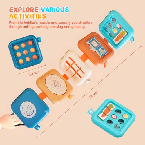 Image of Busy Board for 1 Year Old, Travel Toys for Toddler 1-3 on Plane Car, Montessori Busy Board Busy Cube, Toys for 1 Year Old Boy Girl, Stocking Stuffers for Toddler (Blue)
