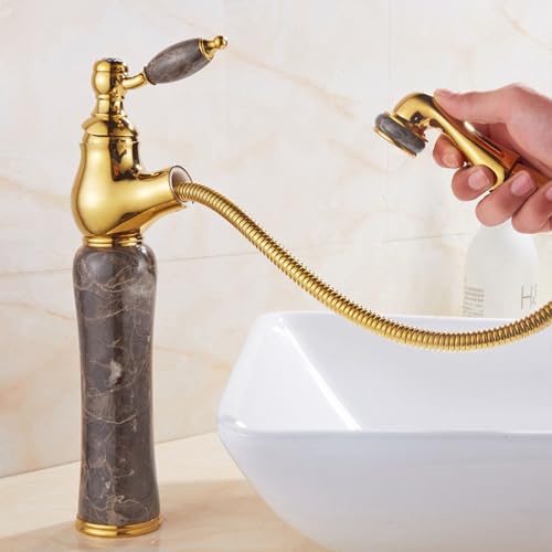 Robinet extractible en cuivre anti-éclaboussure pour vasque basse - 2