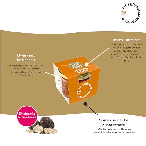 Die Trüffelmanufaktur - Trüffel Salsa Tartufata mit 15 % echtem schwarzem Trüffel, ideal als Sauce, Dip und Pesto, Feinkost Pilz-Trüffelpaste im 90 g Glas