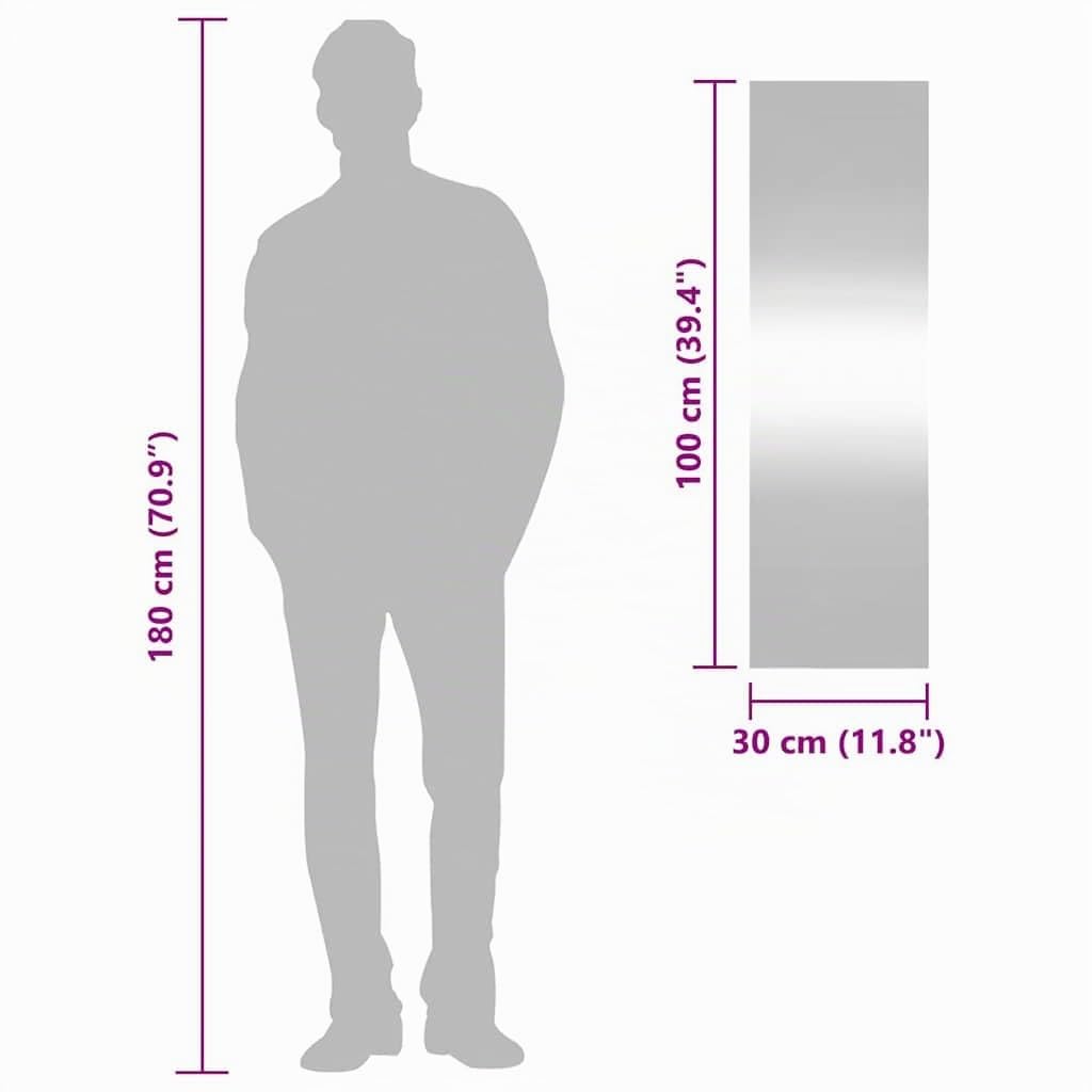 vidaXL Specchio da Parete 30x100 cm Vetro Rettangolare