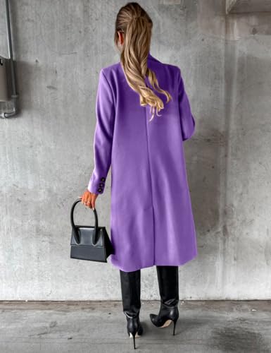 Image of IDEALSANXUN Womens Long Wool Coat Double Breasted Trench Coat Fall Winter Clothes