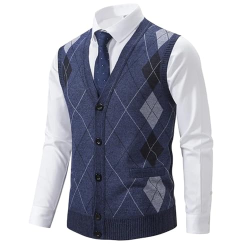 Bollrllr 2024 Winter Men's Knitted Sleeveless Sweater Vest Soft Casual V-Neck Warm Thickened Vest2