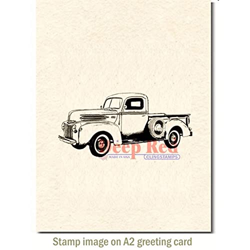 Deep Red Stamps Classic Pickup Truck Rubber Cling Stamp 3.1 X 1.2 Inches #TOP2