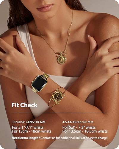 Fullmosa Gold Metal Bands for Women - Compatible with Apple Watch Series 10, 9, 8, 7, SE2, SE, 6, 5, 4, 3, 2, 1