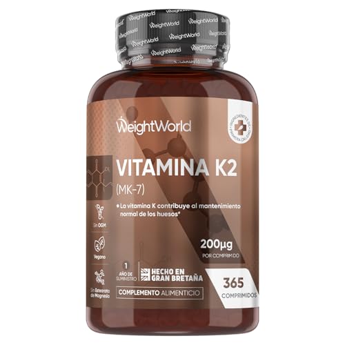 Vitamina K2 (100% ALL-TRANS MK-7) - 200μg por Porción, 365 Comprimidos Veganos para 1 Año de Suministro - La Vitamina K Contribuye al Mantenimiento Normal de los Huesos - Sin OGM y Sin Lactosa