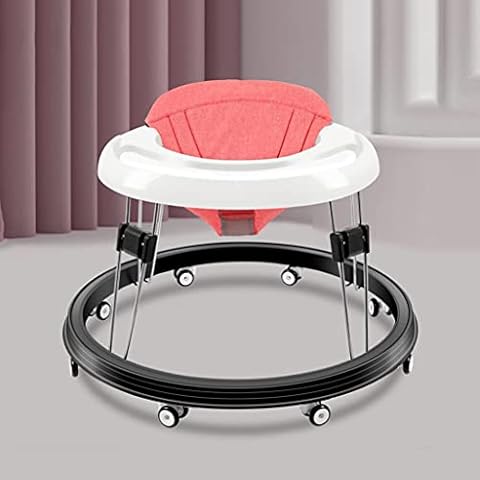 TUCY Walker for 6-18 Months Baby, Sit To Stand Learning Walker with Linen Cushion,Anti-Rollover Folding Walker,Easy Clean Tray,Activity Walker for 65-90cm Height Baby (Color : Red, Size : 4 gears) Cover