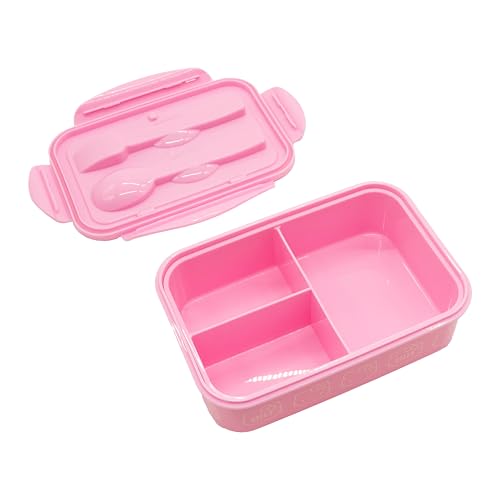 Image of Fast Forward Hello Kitty Bento Lunch Box for Kids | Sanrio Food Container with Utensils | BPA-Free Toddler Lunch Kit with 3 Compartments | Bento Snack Box with Spoon & Fork