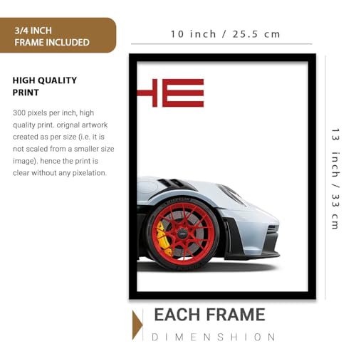 Image of kotart Big Sports Cars Framed Posters Gift Items for Boys Room Wall Decoration Bedroom Living Room Office Studio Decor | Car Poster Frame for Wall Decor Set Of 3 Size (10 X 13 inch)