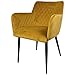 Damiware Rose Stuhl | Design Wohnzimmerstuhl Esszimmerstuhle Bürostuhl mit Stoffbezug | (Samt Ockergelb)