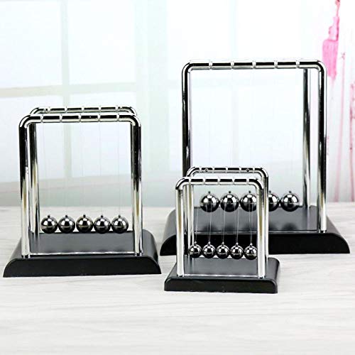 JUNSHUO Balancín de Newton Cradle Balance Bolas de Acero Física Ciencia Puzzle Escritorio Fun Gadgets Péndulo Adornos -Juguete de Escritorio de Bola de péndulo Divertido-Equilibrio Bola de Metal.