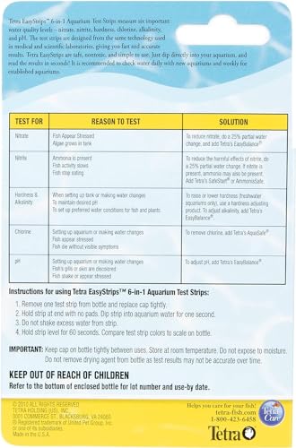 Image of Tetra EasyStrips 6-in-1 Aquarium Test Strips, Water Testing (19542), (Pack of 2)