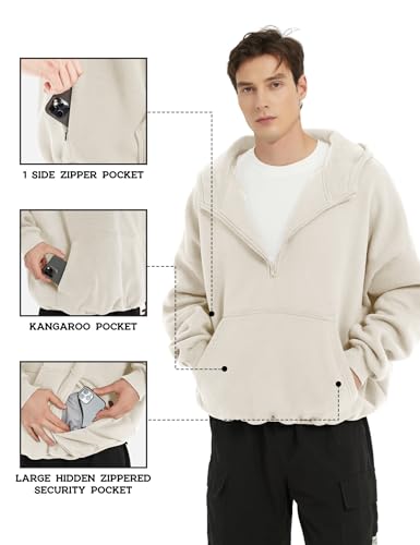 FAIABLE Mens Hoodies Half Zip Up Oversized Sweatshirts Fleece Cotton Quarter Zip Hoodie Pullover Fall Winter Outfit4