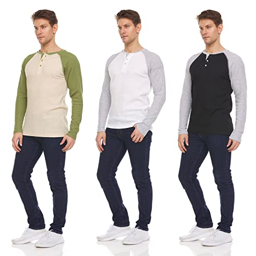 Mens Thermal Long Sleeve Shirt - Henley Top Base Layer For Tshirts & Jackets - Lightweight Thermal Shirt Mens - 3 & 4 Pack #TOP1