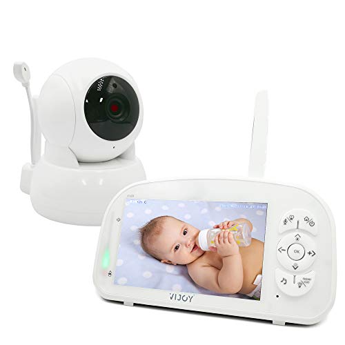 Video Baby Monitor, Vijoy 5 HD 1080P Display Monitor with Camera, 2-Way Audio Vox, 5200 mAh Battery, 1000ft Range, Auto Night Vision, Thermal Monitor, Cry Detection, Lullabies, Not Require WiFi
