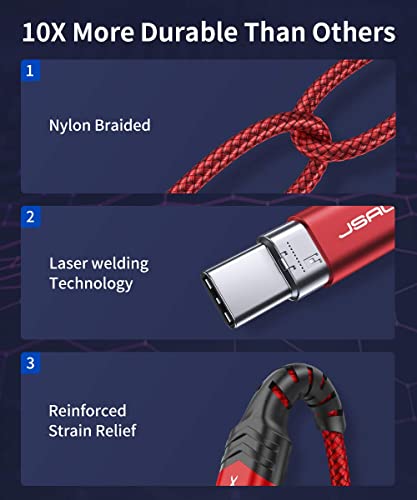 Image of JSAUX USB C to 3.5mm Audio Aux Jack Cable for iPad Pro 2018-Red [3.3ft]