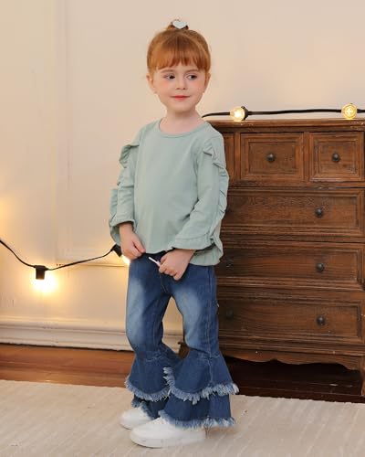 Image of Little Girls Clothes Kids Fall Winter Outfits Pant Set for Girl Age 4-8