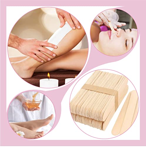 Image of Mibly 4 Style 400 Pcs Assorted Wooden Wax Sticks for Body Legs Face and Small Medium Large Sizes Eyebrow Waxing Applicator Spatulas for (400 Piece Set)