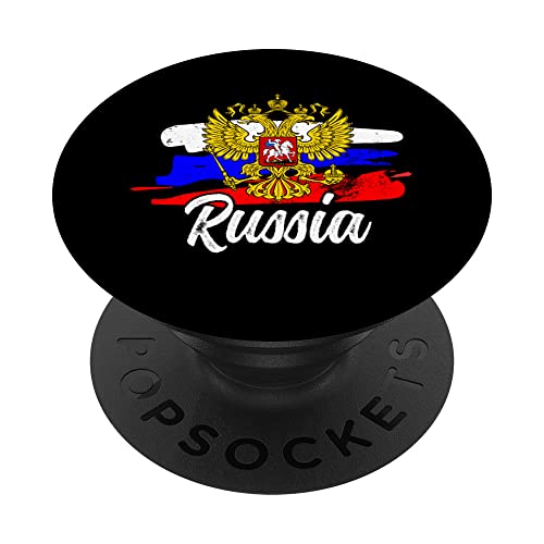 Bandera rusa con águila y escudo de Rusia Blyat PopSockets PopGrip Intercambiable