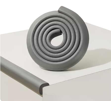 Image of WONDERLAND Corner Protector Baby Proofing, Soft Rubber Foam Corner Protector Guards, Kitchen & Furniture Corner Guard, Edge Safety Bumpers, 3M Adhesive (19.5ft Long Plus 10 Corners) (Moke Grey)