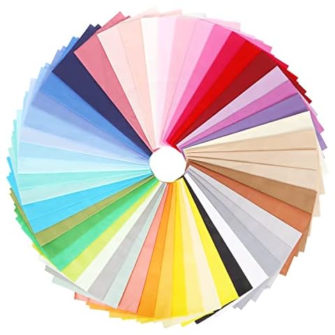 LOTOFUN Solid Cotton Fabric Bundle: 50pcs Percut Squares Assorted Color Washable Quliting Fabrics Bundles for Patchwork Sewing DIY Handmade Crafts (20x20 cm) Cover