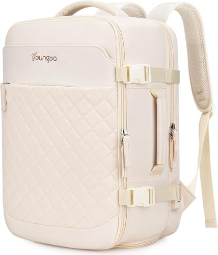 YOUNGOA Handbagage Kabinväska Reser Cabin Ryggsäck 40x20x25 cm för Ryanair Undersits 20L Kabinstorlek YG079 Beige