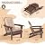 LOENIY Adirondack Chair with Cushion & Cup Holder, HDPE Folding Adirondack Chair with Wood-Like Grain Outdoor Fire Pit Chairs for Patio/Porch/Swimming Pool/Camping (Brown)