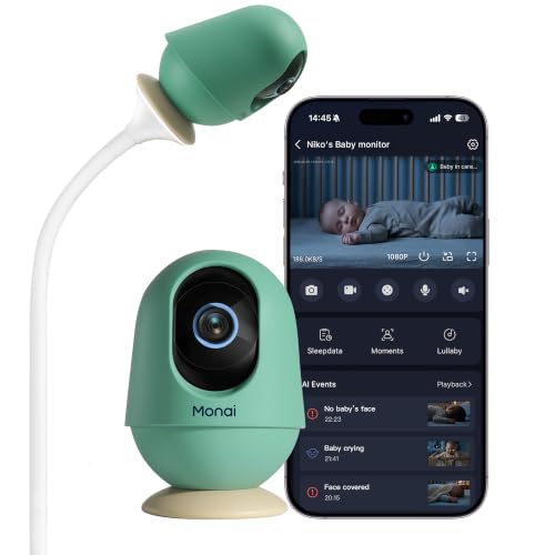 Image of Monai Pro 4K Smart WiFi Baby Monitor with Camera and Audio, Mount, AI App
