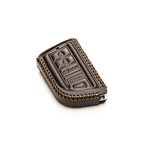 Image of Vitodeco Genuine Leather Smart Key Fob Case with Leather Key Strap Compatible for Acura MDX, RDX, ADX, TLX, INTEGRA - 4-Button, Brown